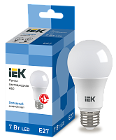 Лампа светодиодная LED 7вт Е27 дневной ECO | код. LLE-A60-7-230-65-E27 | IEK